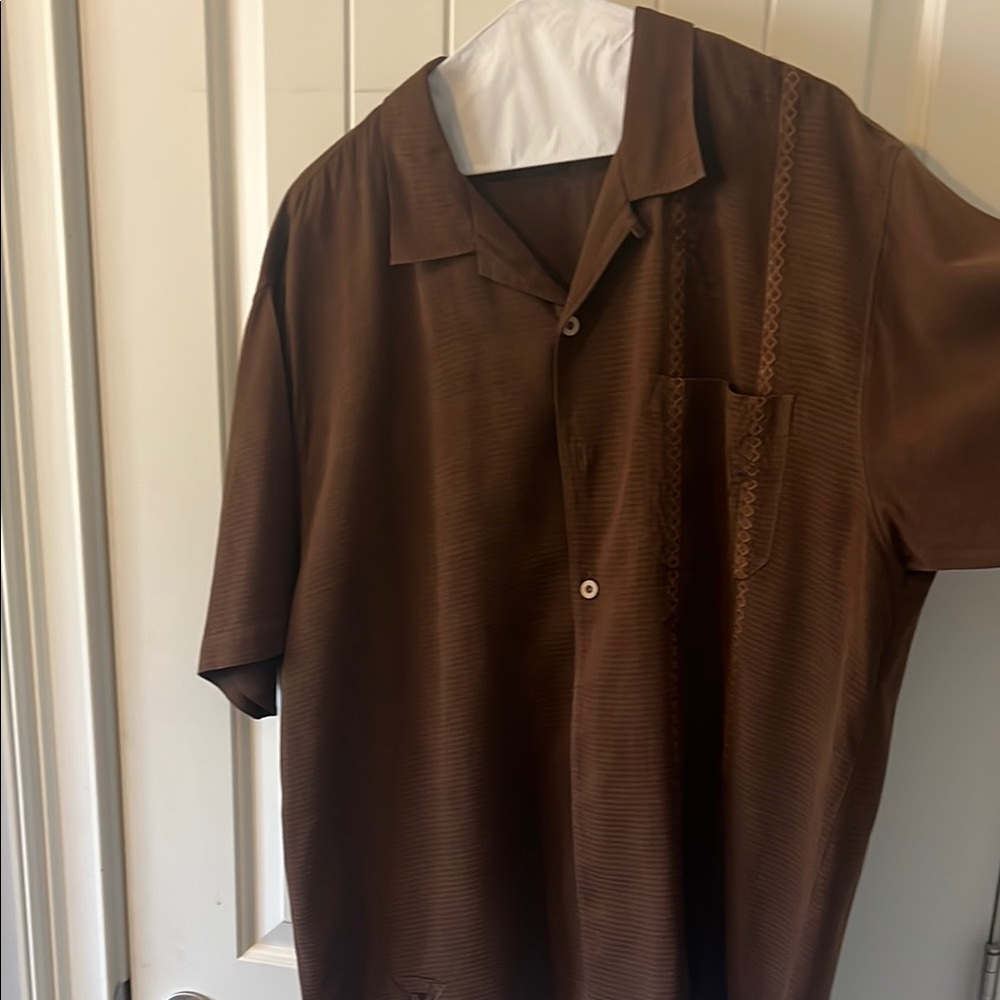 Tommy Bahama Brown Casual Button Down Shirt with Camp Collar
